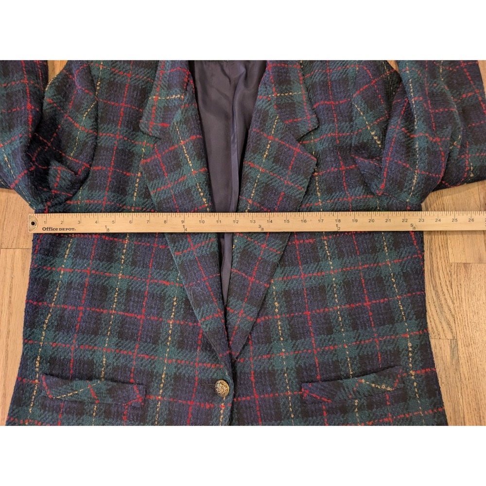 ALFRED DUNNER Navy Green Red Plaid Wool Jacket Blazer Womens XL VTG - Picture 6 of 16